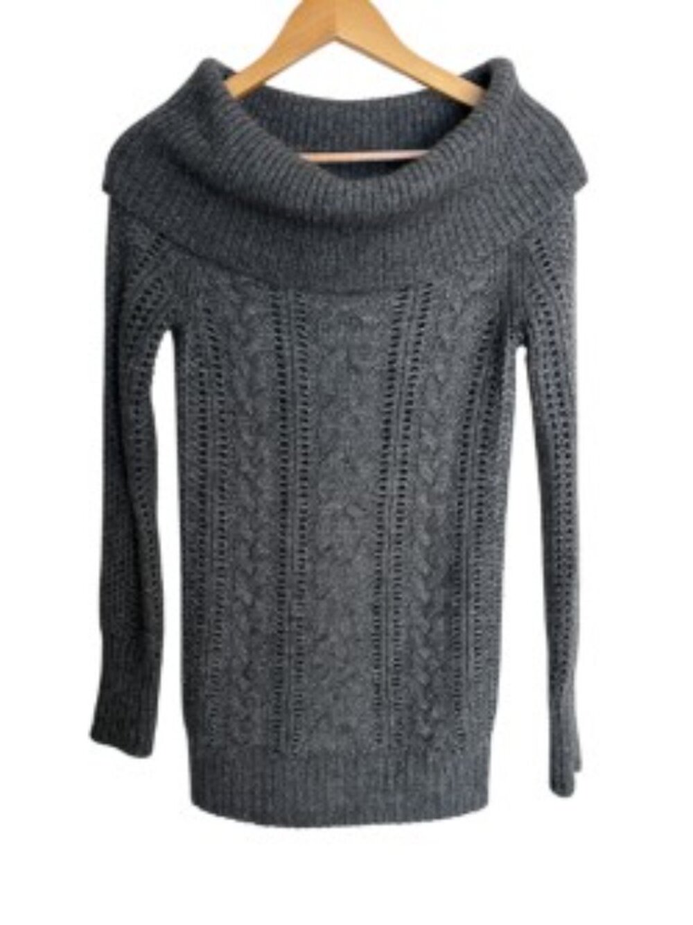 Club Monaco Grey Cable Knit Cowl Neck Sweater Medium